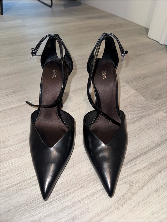 Zara Shoes - Zara Black Pointed Ankle-Strap Heels